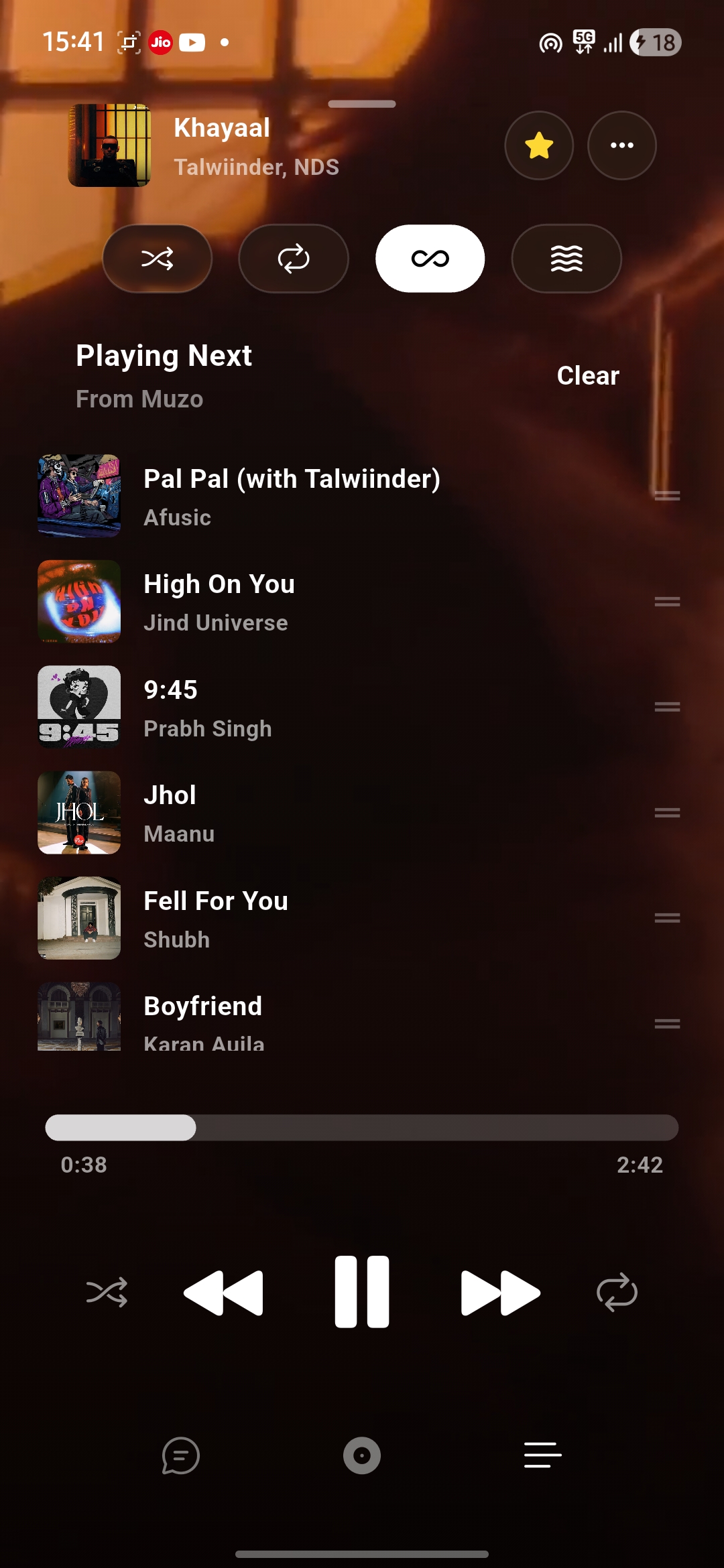 Queue and related songs screen